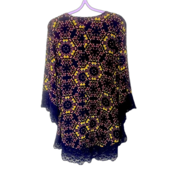 ART CLASS navy floral print cover up // Wms XL - Picture 1 of 4